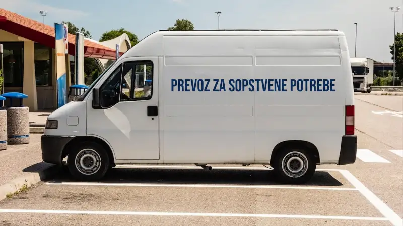 natpis prevoz za sopstvene potrebe na teretnom vozilu